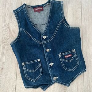Vintage Denim Vest with Button Closure